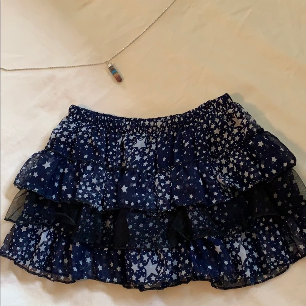 ⭐️ star 🌟 starry midnight sky ruffle mini skirt